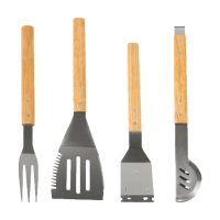 Набор инструментов из нержавеющей стали: вилка, лопатка, щетка,  щипцы