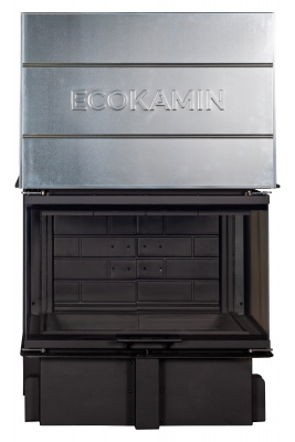 Каминная топка Экокамин Дельта 800PВ три стекла принтинг подовое горение черный шамот