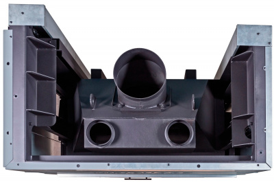 Каминная топка Экокамин ДЕЛЬТА 1000LРB  два стекла левая принтинг подовое горение черный шамот