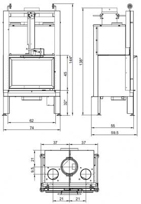 Каминная топка PALAZZETTI Ecomonoblocco 64 frontale