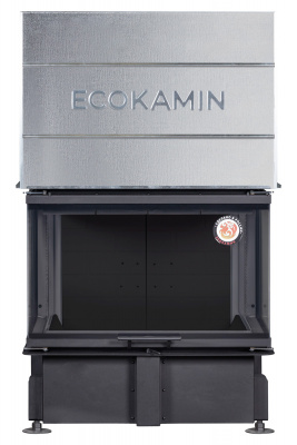 Каминная топка Экокамин Дельта 800B три стекла принтинг черный шамот