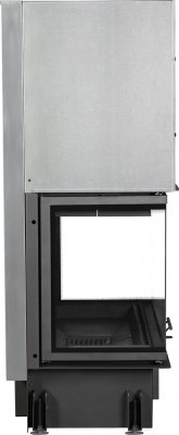 Каминная топка Экокамин ДЕЛЬТА 800BV три стекла принтинг черный шамот, вертикальная ламель