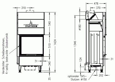 Каминная топка SPARTHERM Varia 2R-55h