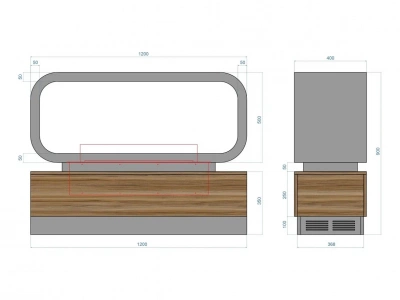  LUX FIRE Тумба сквозная Империал-1200 с автоматическим биокамином Genius-I 800