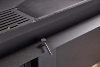 Каминная топка Экокамин Дельта 1000B три стекла принтинг черный шамот