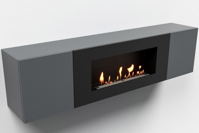  LUX FIRE Тумба универсальная "Байкал" 1600, графит, с биокамином 900