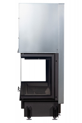 Каминная топка Экокамин Дельта 1000B три стекла принтинг черный шамот