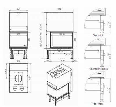 Каминная топка CHAZELLES D1000 EPI с бежевым шамотом