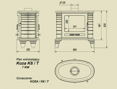 Дровяная печь KRATKI Koza/K8/T