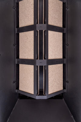 Каминная топка Экокамин Дельта 900В три стекла принтинг черный шамот