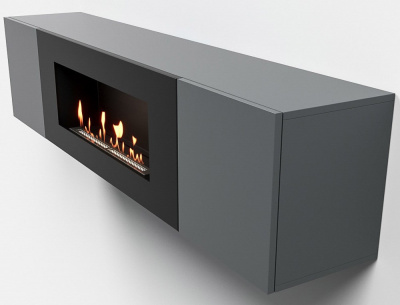  LUX FIRE Тумба универсальная "Байкал" 1600, графит, с биокамином 900