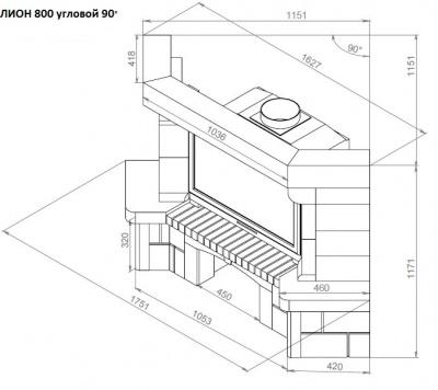 Каминная облицовка ЕВРОПЕЙСКИЕ КАМИНЫ Лион пристенный/угловой (45°/90°); 700/800