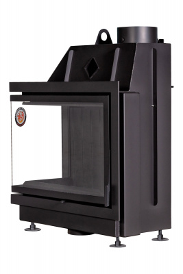 Каминная топка Экокамин АЛЬФА 800LB два стекла левая черный шамот