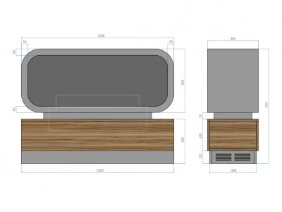  LUX FIRE Тумба глухая Империал-1200 с автоматическим биокамином Genius-I 800