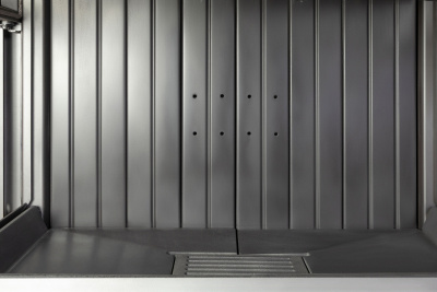 Каминная топка Экокамин ДЕЛЬТА 800BV три стекла принтинг черный шамот, вертикальная ламель