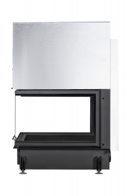 Каминная топка Экокамин Дельта 900В три стекла принтинг черный шамот