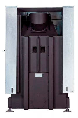 Каминная топка Экокамин ДЕЛЬТА 800RРВ  два стекла правая принтинг подовое горение черный шамот