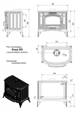 Дровяная печь KRATKI Koza/K9/W (с вод.контуром)