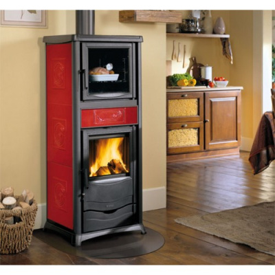 Дровяная печь La NORDICA La Nordica TERMOROSELLA PLUS  FORNO  DSA 4,0 LIBERTY BORDEAUX (бордовый) с водяным контуром