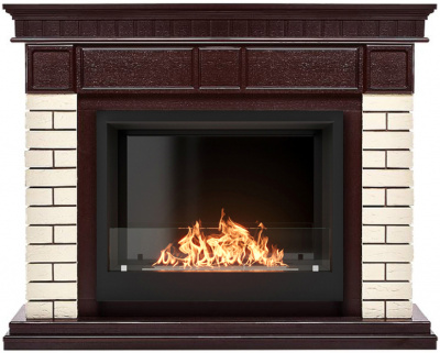 Биокамин Electrolux Каминокомплект биокамин Firelight BFP/P-2520, портал Bricks 25 камень бежевый, шпон темный дуб