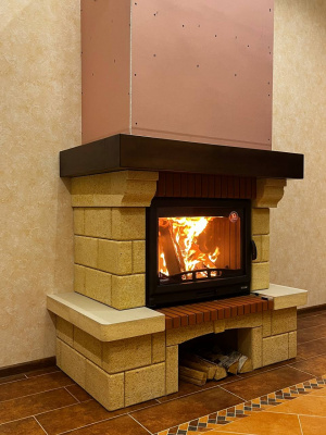 Каминная облицовка ЕВРОПЕЙСКИЕ КАМИНЫ Кипр 800 фронтальная, темный орех