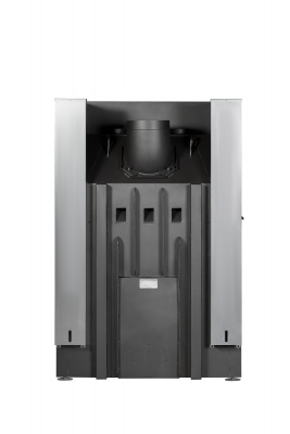 Каминная топка Экокамин ДЕЛЬТА 1000BV три стекла принтинг черный шамот, вертикальная ламель