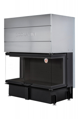 Каминная топка Экокамин Дельта 1200B три стекла принтинг черный шамот