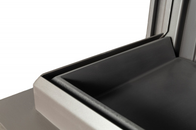 Каминная топка Экокамин ДЕЛЬТА 1000BV три стекла принтинг черный шамот, вертикальная ламель