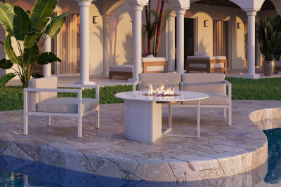 Газовый камин KAMINEX Газовый камин-стол Бромо белый уличный — выбрать подходящую модель для заказа