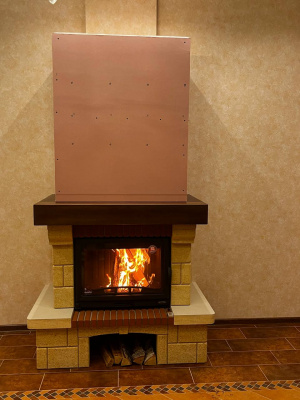 Каминная облицовка ЕВРОПЕЙСКИЕ КАМИНЫ Кипр 800 фронтальная, темный орех