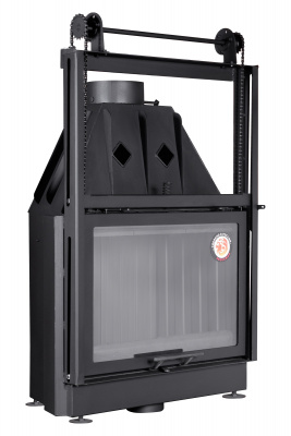 Каминная топка Экокамин Альфа 800 с контргрузом черный шамот