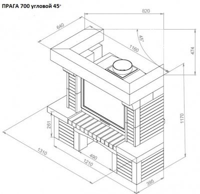 Каминная облицовка ЕВРОПЕЙСКИЕ КАМИНЫ Прага 700 фронтальная, светлый орех