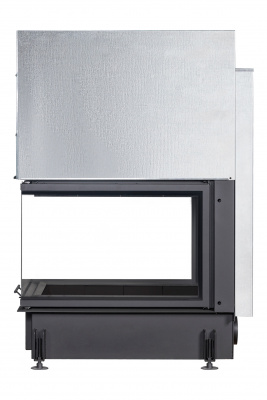 Каминная топка Экокамин ДЕЛЬТА 900PВ три стекла принтинг черный шамот подовая