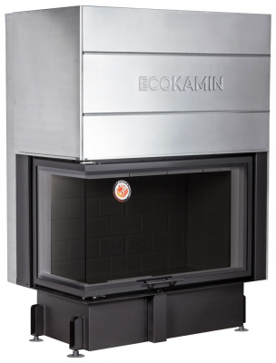 Каминная топка Экокамин ДЕЛЬТА 1000LРB  два стекла левая принтинг подовое горение черный шамот