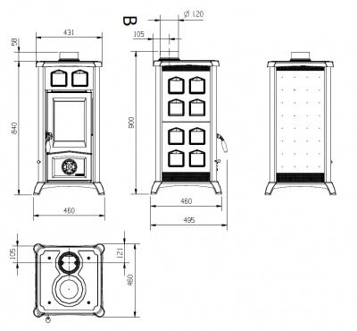 Печь La NORDICA Печь GEMMA LEAN CERAMICA LIBERTY PANN (бежевый)
