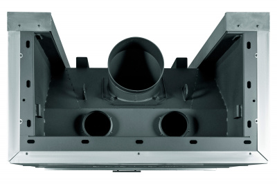 Каминная топка Экокамин Дельта 1000B три стекла принтинг черный шамот