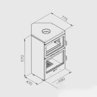 Дровяная печь LL CALOR LL-1180-2 с духовкой угловая