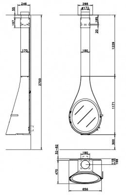 Стальной камин ROCAL Drop