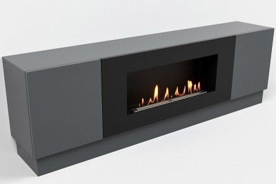  LUX FIRE Тумба универсальная "Байкал" 1600, графит, с биокамином 900