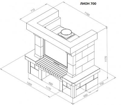 Каминная облицовка ЕВРОПЕЙСКИЕ КАМИНЫ Лион пристенный/угловой (45°/90°); 700/800