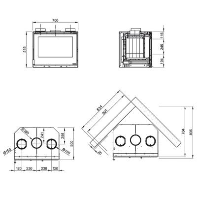 Каминная топка La NORDICA Inserto 70 Crystal ventilato