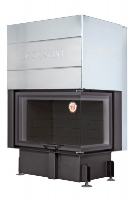 Каминная топка Экокамин ДЕЛЬТА 800RРВ  два стекла правая принтинг подовое горение черный шамот Каминная топка Экокамин ДЕЛЬТА 800RРВ  два стекла правая принтинг подовое горение черный шамот