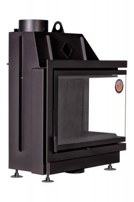 Каминная топка Экокамин АЛЬФА 800RB два стекла правая черный шамот