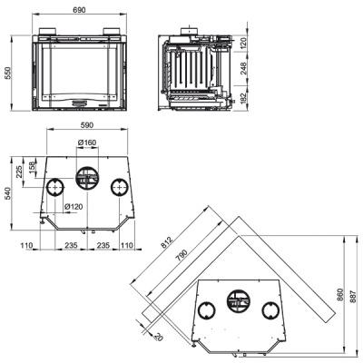 Каминная топка La NORDICA Inserto 70 ventilato Prismatico