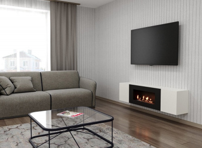  LUX FIRE Тумба универсальная "Байкал" 1600, белая, с биокамином 900