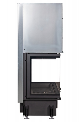 Каминная топка Экокамин Дельта 1000B три стекла принтинг черный шамот