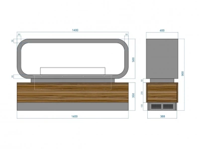  LUX FIRE Тумба сквозная Империал-1400 с автоматическим биокамином Genius-I 1000