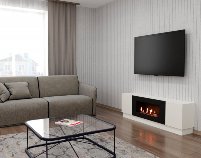  LUX FIRE Тумба универсальная "Байкал" 1600, белая, с биокамином 900