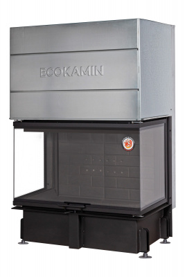 Каминная топка Экокамин Дельта 1000B три стекла принтинг черный шамот