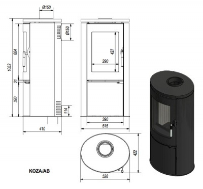 Дровяная печь KRATKI Koza/AB